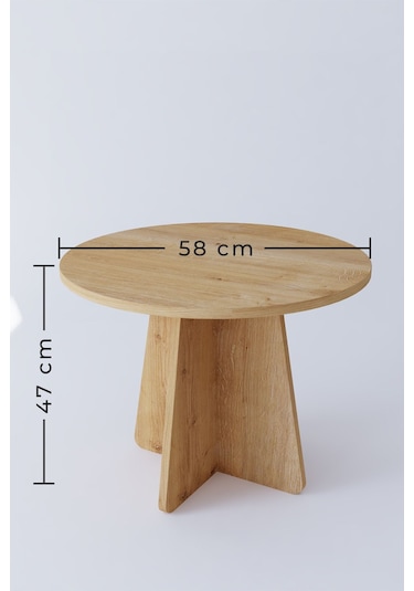 Mantar Orta Sehpa Yuvarlak Orta Sehpa 58 Cm - Safir Meşe