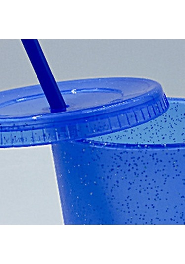 Sones Büyük Yaz Parıltılı Su Bardağı Plastik Buzlu Soğuk İçecek Şişesi Pipetli