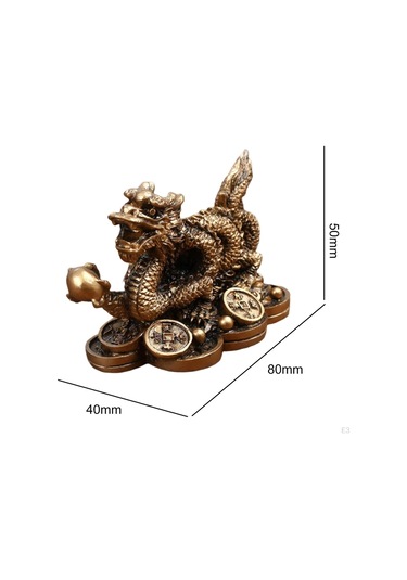 Altın Çin Ejderha Heykeli Heykel Şans Şans Başarı Koleksiyon Dekorasyon 3.15x1.57x1.97 İnç Nefis