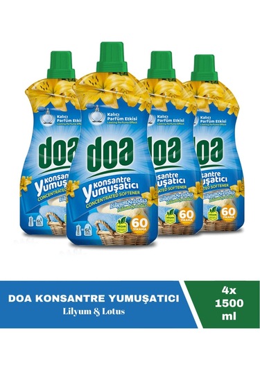 Doa Konsantre Çamaşır Yumuşatıcı Lilyum Lotus 1500 Ml X 4 Adet 4'lü Set