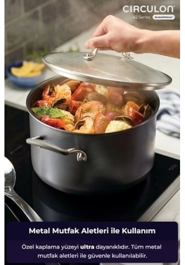 Circulon 24 Cm Kapaklı Derin Tencere Çok Renkli