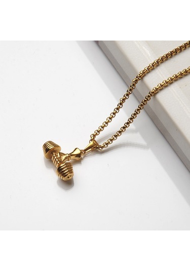 Sporcu Fitness Dambıl Sarı Erkek Kolye Çelik Takı Aksesuar K24 T5 Çelik