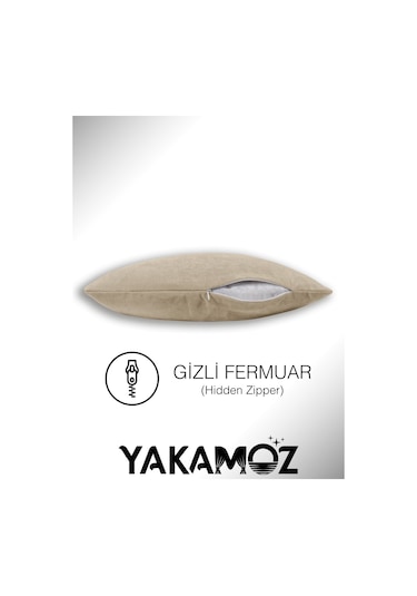 Br Yakamoz Kumsal Beji Kırlent , Yastık Kılıfı Kadife Görünümlü Velvet Touch Serisi Kumsal Beji