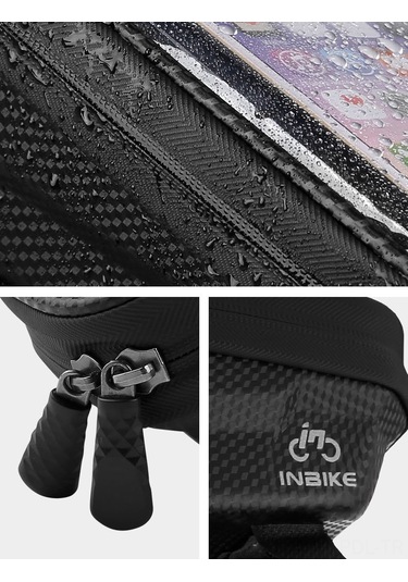 Padalink Inbıke Dayanıklı Eva Malzeme Bisiklet Çantası, Tpu Dokunmatik Ekranlı, Su Geçirmez, Gece Güvenliği Sağlayan Reflektif Şeritli. Siyah