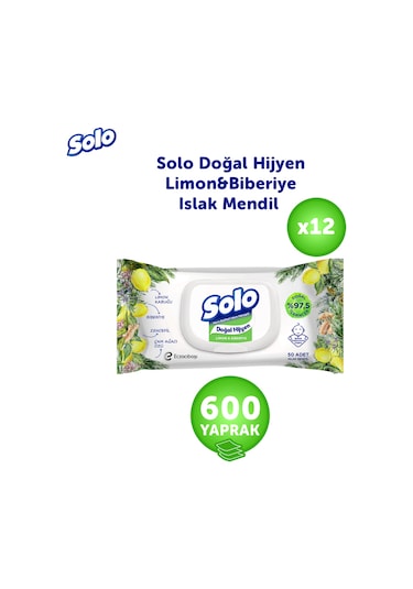 Solo Doğal Hijyen Limon&biberiye Islak Mendil 12'li 600 Yaprak