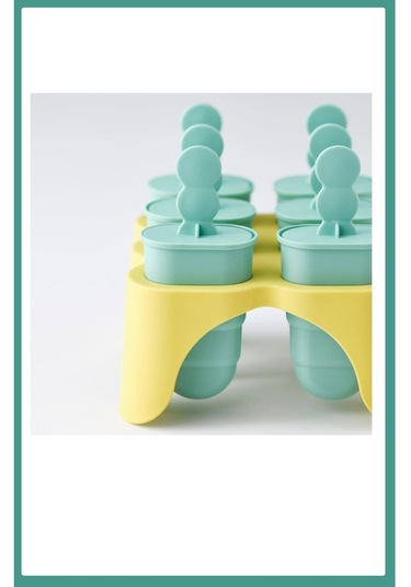 6 Adet Çubuk Dondurma Kalıbı Turkuaz-sarı Renk Polipropilen Dondurma-meyve Suyu Kalıbı