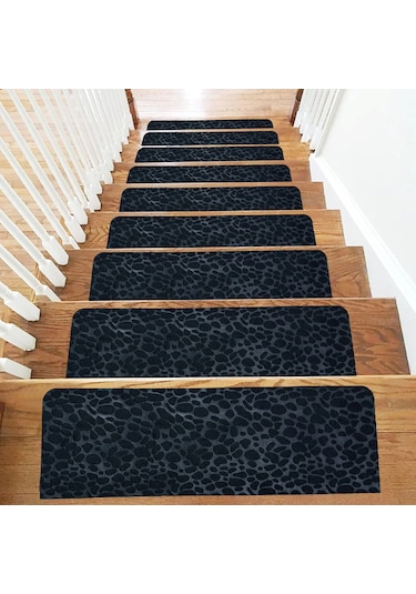 Tink Kaydırmaz Keçe Merdiven Matı 22x75 Cm 7 Adet Siyah