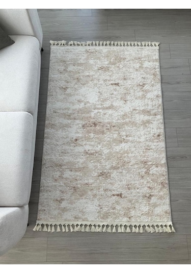 Saraz Halı Puffy Kabartma Desenli Yıkanabilir Kaymaz Taban Salon Halısı Mutfak Koridor Halısı S53