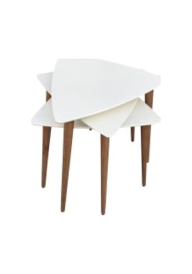 Zigon Sehpa Ahşap Kayın Retro Konik Ayak Model Üçgen Tabla Renk