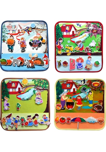 4 Set - 50 Parça Tox Dört  Mevsim Keçe Cırtlı Aktivite Sayfası - Ç