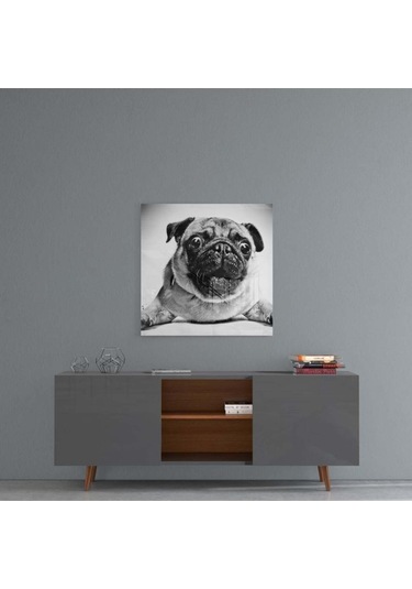 Pug Köpek Cam Tablo No:1043 Hediyelik, Dekoratif, Ofis, Mutfak