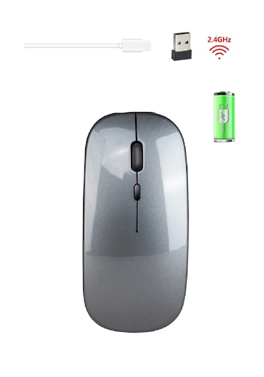 Renkli Led Şarjlı Bluetooth + 2.4g Kablosuz Mouse Çift Mod