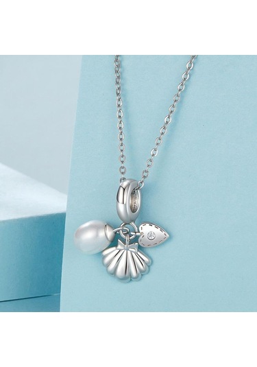 S925 Ayar Gümüş İnci Kabuk Üçü Bir Arada Bilezik Boncuklu Kolye Scc2973 Çok Renkli