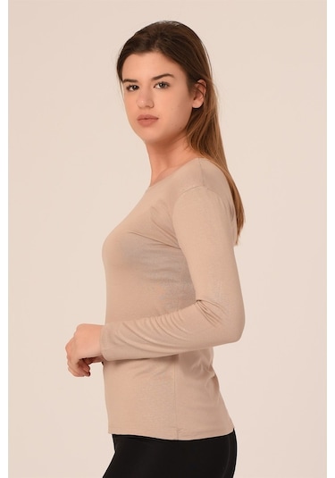 Disentis Yuvarlak Yaka Uzun Kollu Viskon Vizon Body