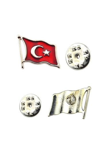 Anahtarlık Sepeti Türk Bayrağı Rölyef Dalgalı Rozet 2x1,5 Cm - Nikel