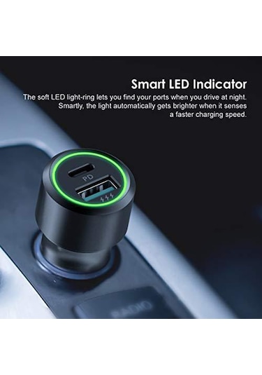 Geeroyoo Oraimo Araba Şarj Cihazı 36w Pd+qc3.0 Hızlı Şarj, Çift Usb Type-c+usb-a , Led Işık, Alüminyum Gövde, 12-24v Giriş