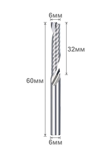 Xcan Tek Dişli Spiral Freze, Talaş Yukarı 6x6x32х60 Mm 262551661