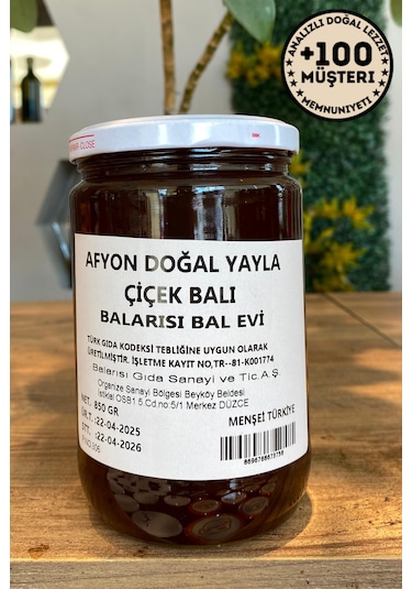 Afyon Doğal Çiçek Balı 850g Katkısız Saf Yayla Bal