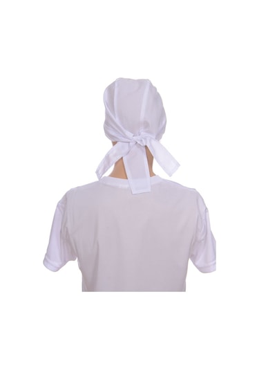 Formteks Aşçı Arka Kısım Bağlamalı Bandana Beyaz