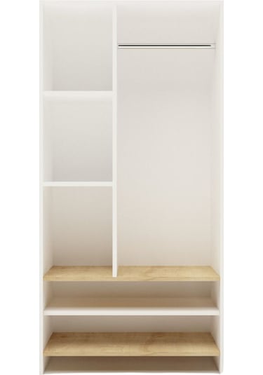 Floradesign Malibu Aynalı Gardırop /elbise Dolabı 3 Kapaklı Dolap / Organizer Beyaz/meşe