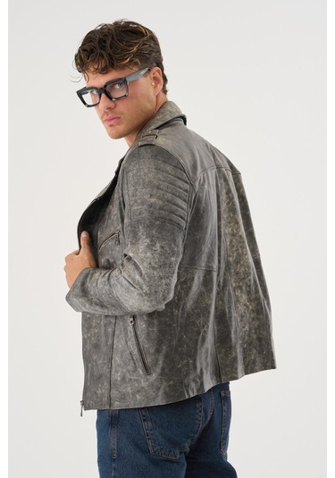 Ryder Gri Erkek Deri Mont Gri