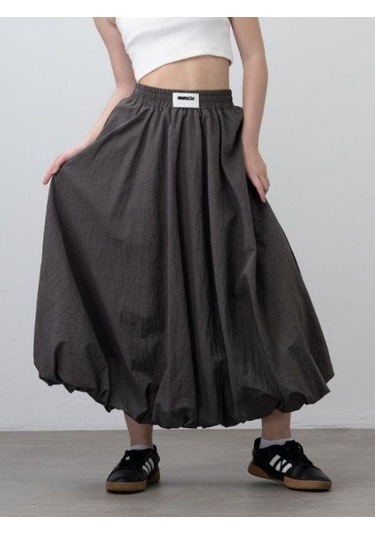 Kız Çocuk Tasarım Uzun Balon Etek-15528 Gri