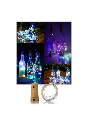 Mantar Tıpalı Peri Led 2 Mt Şişe Led Piller - Renkli