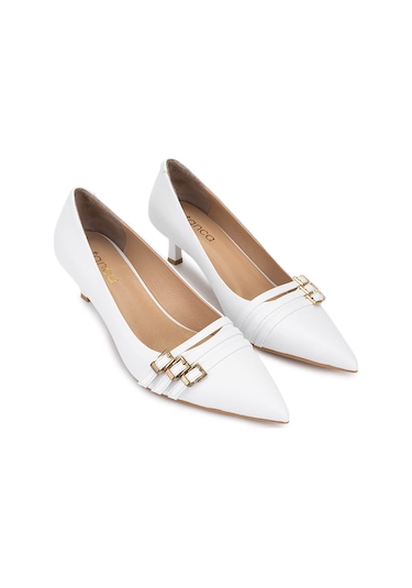 Tamer Tanca Kadın Hakiki Deri Kırık Beyaz Topuklu Ayakkabı 1160 26553 Bn Ayk Sk25-26 Off Whıte Dr Beyaz