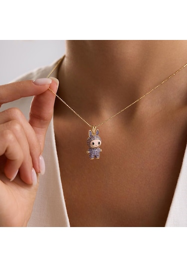 Labubu Kolye 14 Ayar Mor 2,5-1,5 Cm T14395 Renkli