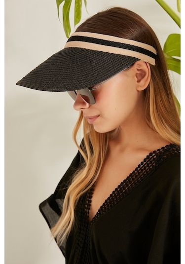 Hasır Vizör Şapka Uv Korumalı Siperlik Plaj Şapkası
