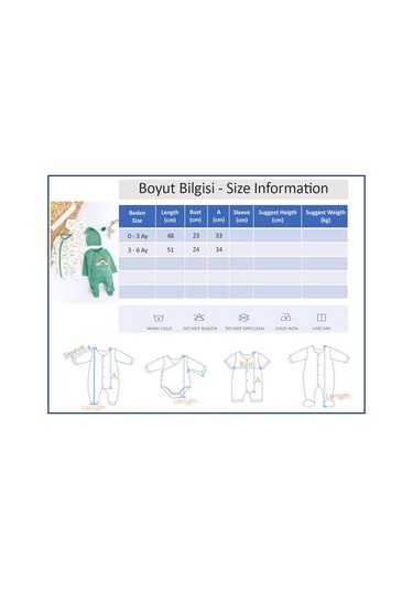 Gökkuşağı Temalı 2'li Uzun Kollu Kız/erkek Bebek Tulum Takım Yeşil