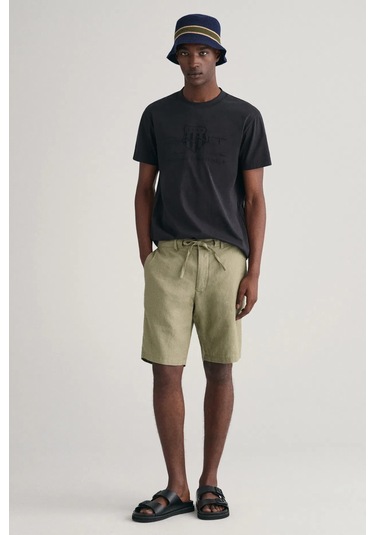 Gant Erkek Relaxed Fit Keten Şort - Yeşil Gri