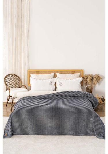 Antrasit Gloria Wellsoft Çift Kişilik Battaniye Antrasit