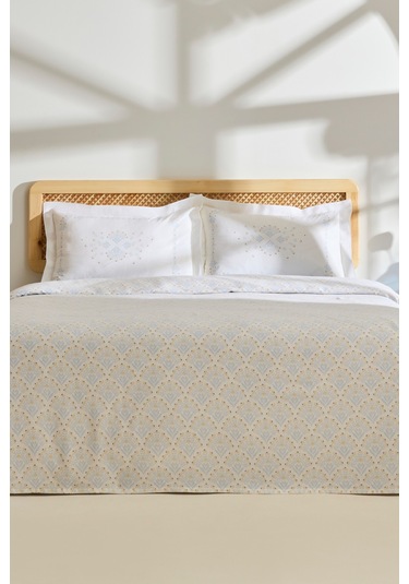 Kaşmir Home Daisy %100 Pamuk Çift Kişilik Pike Takımı Mavi Mavi