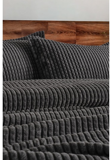 Mila Battaniye Seti Çift Kişilik Antrasit Antrasit