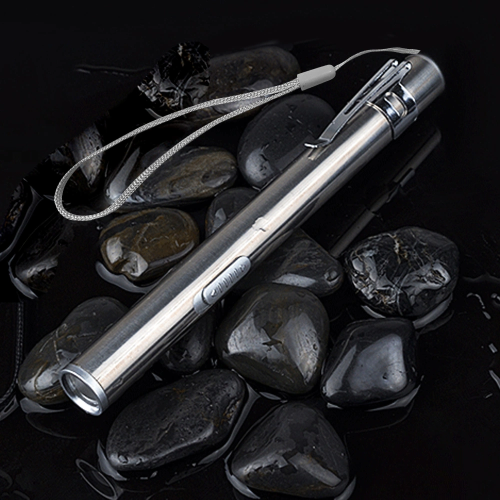 Dofolink Stainless Steel Usb Şarjlı Led El Feneri - Taze Beyaz Işık, Su Geçirmez, Tıbbi Ve Dış Mekan Kullanıma Uygun Beyaz