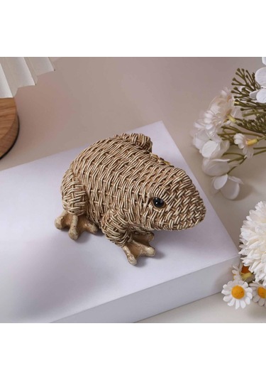 Homyl Kurbağa Heykeli Reçine El Sanatları Süsleme Kitaplık 12x7x9cm