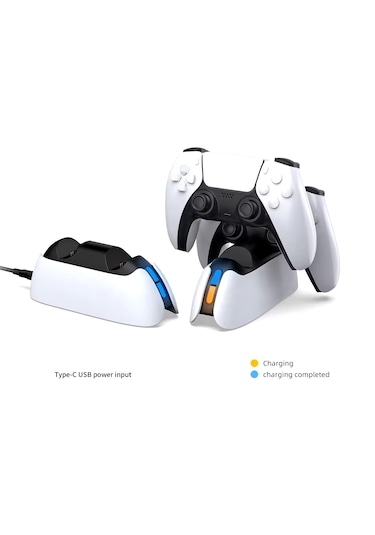 Ps5 Kol Şarj Edici Stand Dock Led Işıklı Göstergeli Çift Kol Şarj