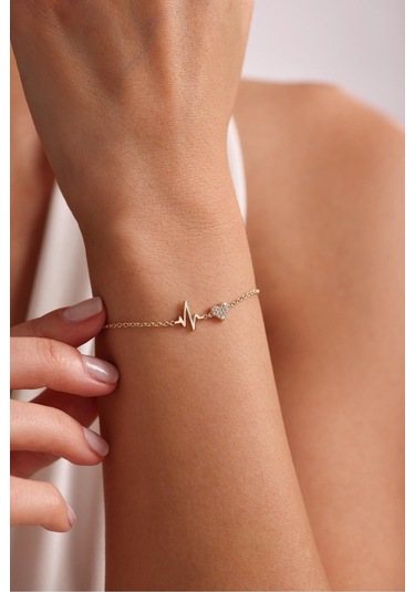 Gianfranco Rhythm Taşlı Kalp Bileklik Altın Sarı Altın