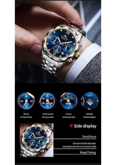 Geeksen Va Va Voom 2741 Kuarc Kol Saati - 42mm Mavi Ekran, 30m Su Geçirmez, Gümüş Çelik Kordon, Roman Rakamlar, Gün/tarih Gösterimi Gümüş - Mavi