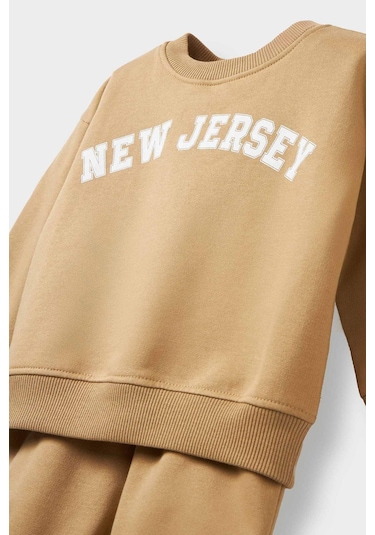 Defacto Erkek Bebek 2li Takım Baskılı Sweatshirt Eşofman Altı E8985a525aubg109 Bej