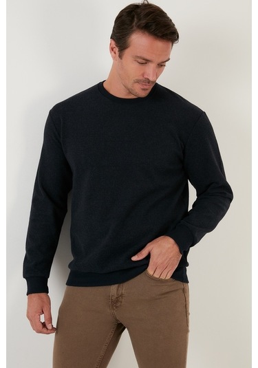 Buratti Slim Fit Bisiklet Yaka Pamuklu Erkek Kazak 456201 Lacivert