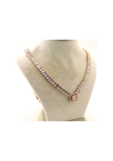 Pigado Paslanmaz Çelik Taşlı Baget Kadın Kolye 001