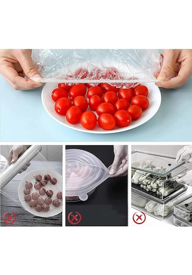 100 Adet Pratik Tazeliği Koruyan Tencere Ve Tabak Bonesi Çok Amaçlı Kapak Gıda Bonesi