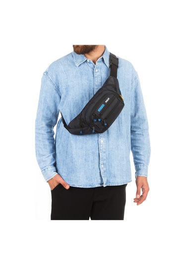 Newish Polo Erkek Usb Kulaklık Çıkışlı Crossbody Çapraz Göğüs Omuz Ve Bel Çantası New328 Siyah - Mavi