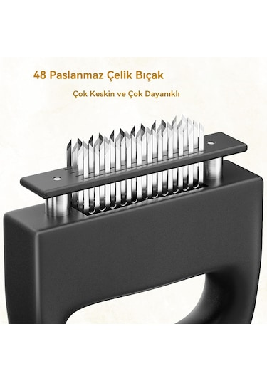 Et Yumuşatma Aleti, Tavuk, Sığır Eti, Biftek, Domuz Eti Ve Sığır Etini Yumuşatmak İçin 48 Paslanmaz Çelik Ultra Keskin İğne Bıçaklı Et Yumuşatma Zımbası