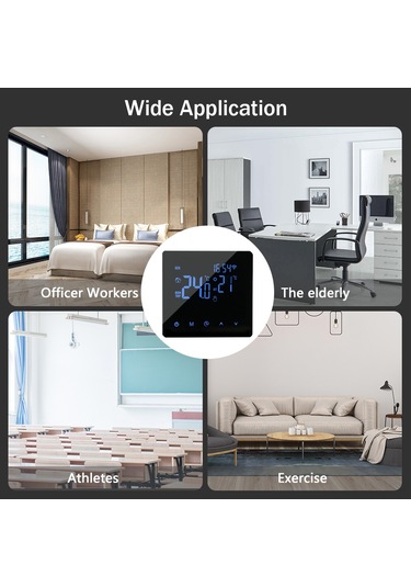Reedark Siyah Wifi Akıllı Su Isıtma Termostati - Lcd Dokunmatik Ekran, Uygulama Kontrolü, Haftalık Programlama, 3a