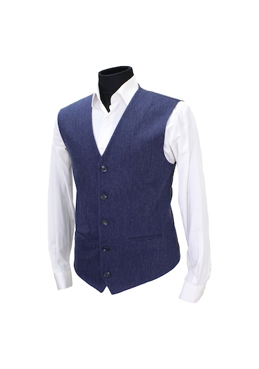 Mentor Regalo Erkek Yelek V Yaka Lacivert Balıksırtı 50465