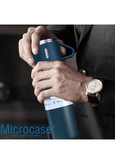 3 Bardak 500 ml Sıcak Soğuk Tutan Termos Gri - AL3678 Gri