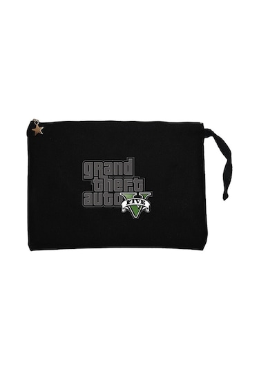 Grand Theft Auto Cobweb Logo Siyah Clutch Cüzdan / El Çantası Siyah
